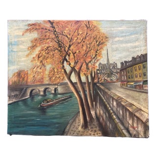 Robert Louis Morin, The Quays of Notre-Dame de Paris, 1966, Oil on Canvas For Sale