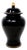 Vintage 11.25-Inch Haeger Black Ceramic Ginger Jar With Gold Trim & Finial For Sale