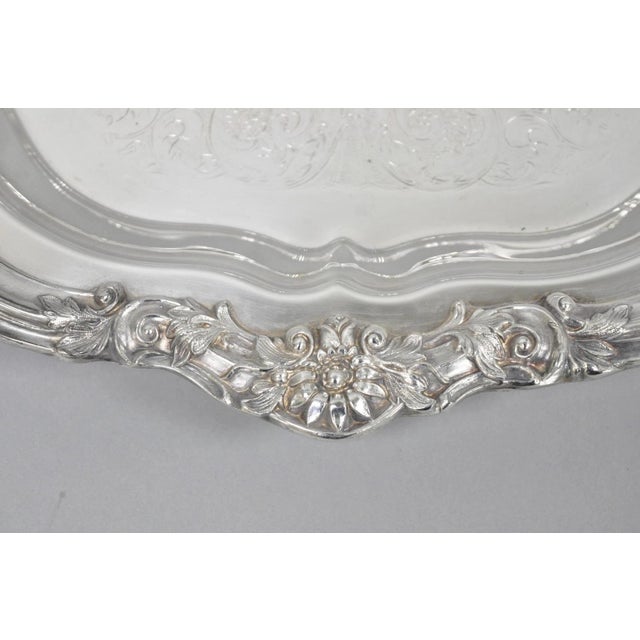 Victorian Vintage Fb Rogers 7734 Silver Plated Scalloped Round Salver Serving Platter Tray For Sale - Image 3 of 13