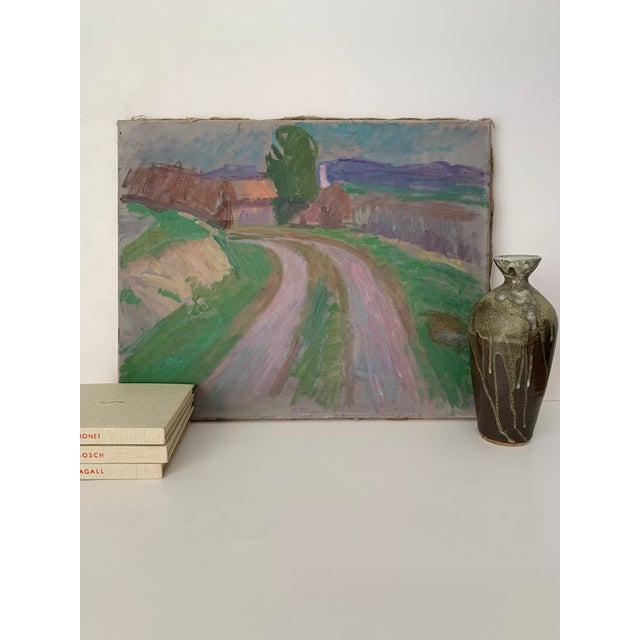 Pastel Over Oil on Canvas Landscape Scene A cheery and peaceful landscape painting by Swiss Artist, Kaspar Ilg, circa...