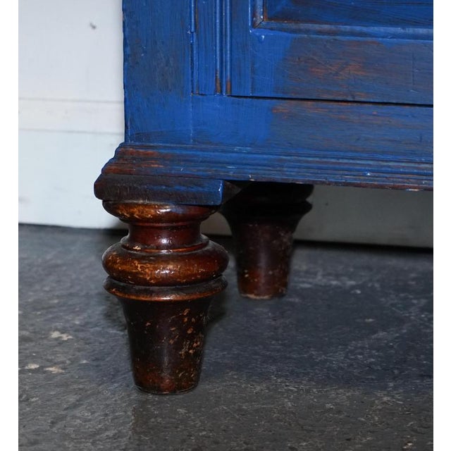 Antique Victorian Vibrant Blue Hand-Painted Kitchen Cupboard For Sale - Image 11 of 18