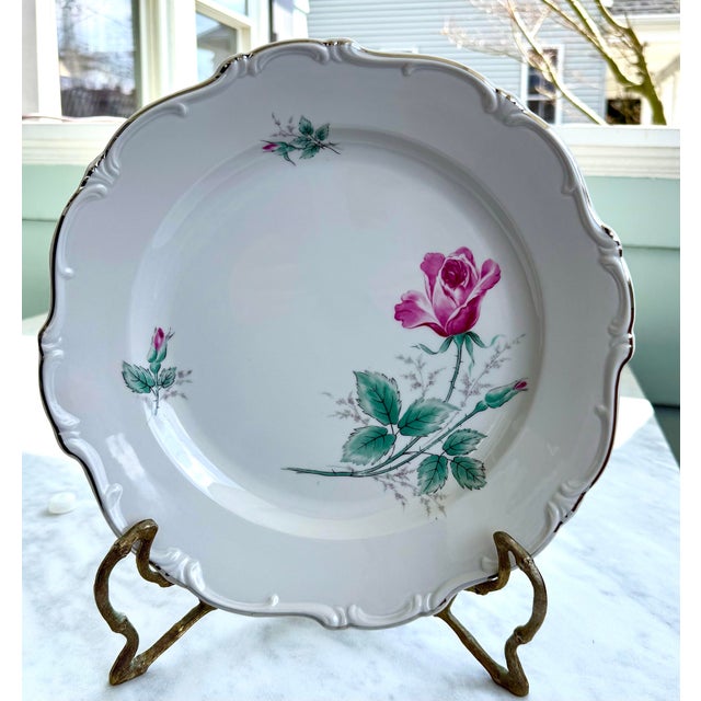 Shabby Chic Mid 20th Century Chalet Rose 11 3/4" Chop Plate (Round Platter) For Sale - Image 3 of 11