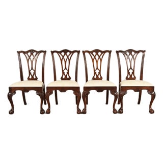 Drexel Heritage Chippendale Carved Mahogany Dining Chairs, Set of Four For Sale