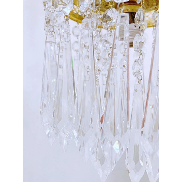 Metal 1960s Italian Brass Upside Down Layered Chandelier For Sale - Image 7 of 8