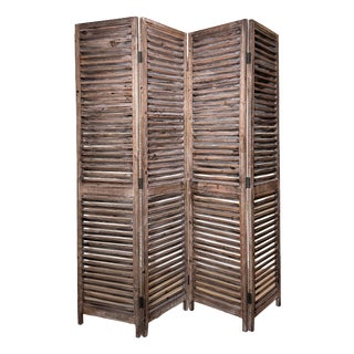 Louvered Room Divider in Wood For Sale