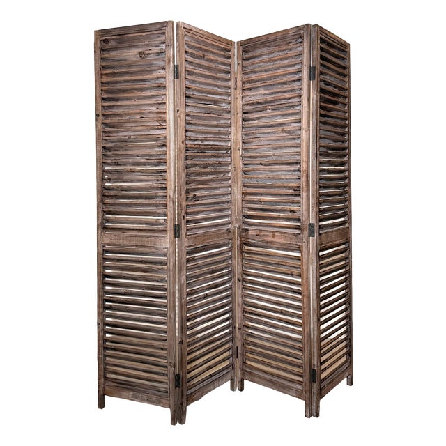 Louvered Room Divider in Wood For Sale