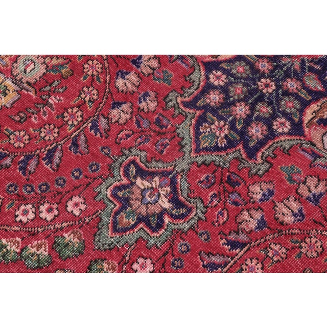 Vintage Retro Kashan Red/Blue Wool Rug - 6'11'' X 9'11'' For Sale In New York - Image 6 of 10