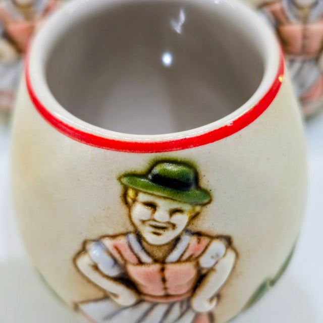 1970s Ceramarte Bavarian Courting Couple Ceramic Decanter & 6 Shot Glasses For Sale - Image 11 of 14