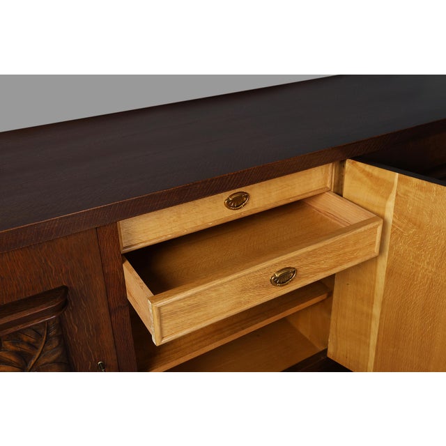 Art Deco French Oak Sideboard from Jacques Klein, 1925 For Sale - Image 13 of 16