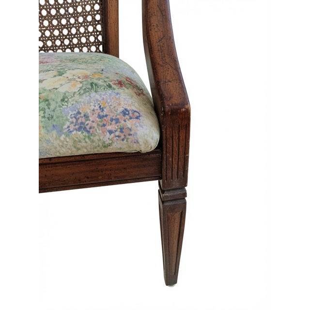 Vintage Traditional Cane Barrel Back Accent Armchair For Sale - Image 4 of 12