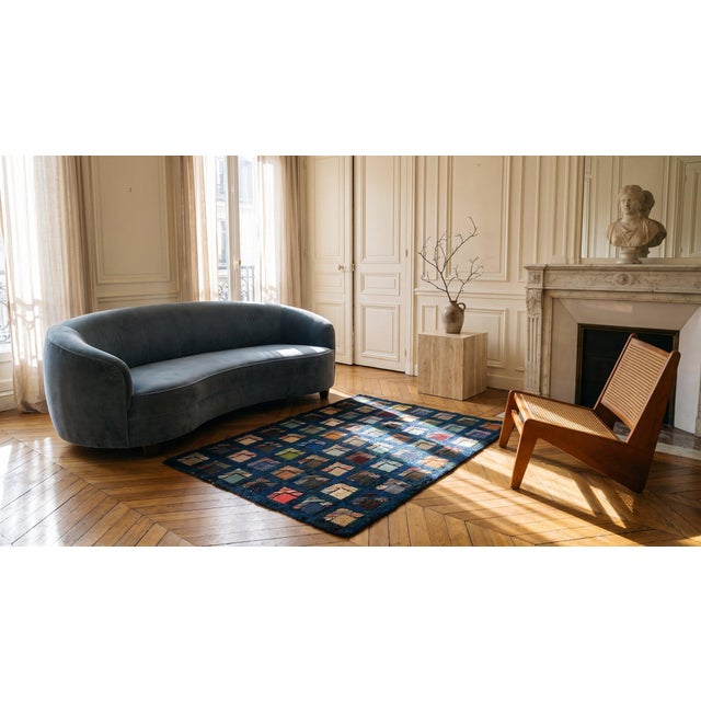 1920s Multicolor Geometric Antique Log Cabin American Hooked Rug 2'7" X 3'3" Handknotted Wool Carpet For Sale In New York - Image 6 of 8