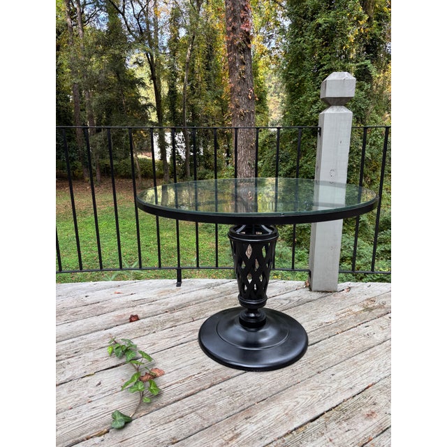 Black Mid 20th Century Woodard Florentine Center Table for Patio, Attributed For Sale - Image 8 of 11