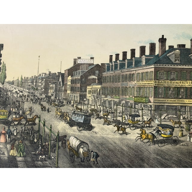 Beige Vintage Lithograph of 19th Broadway Panoramic by Stanley" 39.75"w For Sale - Image 8 of 10