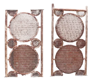 A Large Pair of Iron Panels With Circle Motif, C. 1940.