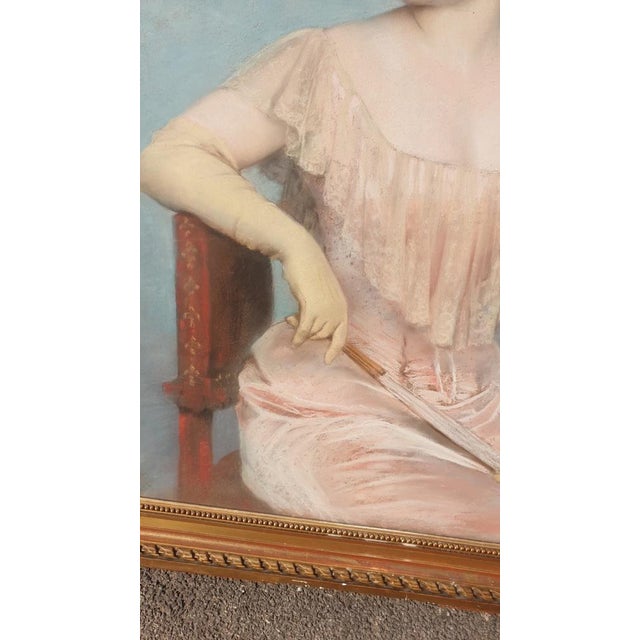 José Frappa, Portrait of a Young Woman, Pastel, 1892 For Sale - Image 6 of 17