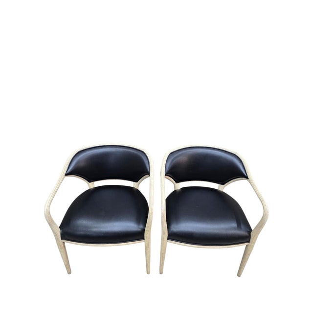 Late 20th Century Modern Contemporary Textured Barrel Back Dining Armchairs – 4 For Sale - Image 4 of 10