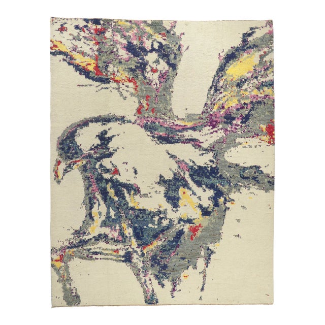 Vintage Modern Moroccan Ornithology Rug - 10'06 X 13'03 For Sale