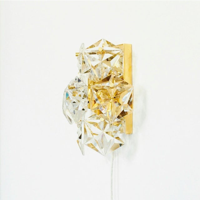 1970s Faceted Crystal and Polished Brass Wall Lights from Kinkeldey, Germany, 1970s, Set of 2 For Sale - Image 5 of 8