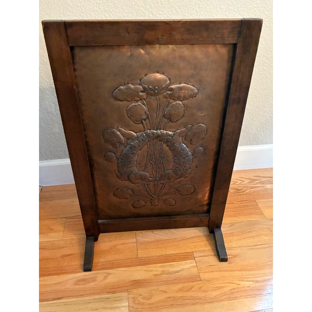 Art Nouveau/ Arts and Crafts Movement Copper Fireplace Screen For Sale - Image 4 of 8