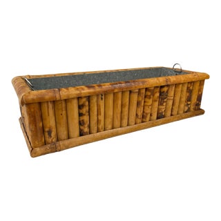 Tortoise Rattan Planter With Metal Liner For Sale