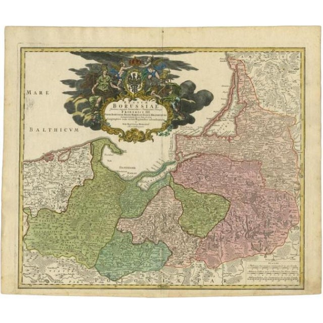 Antique Map of the Baltic Region by Homann Heirs, 1730 For Sale - Image 6 of 6