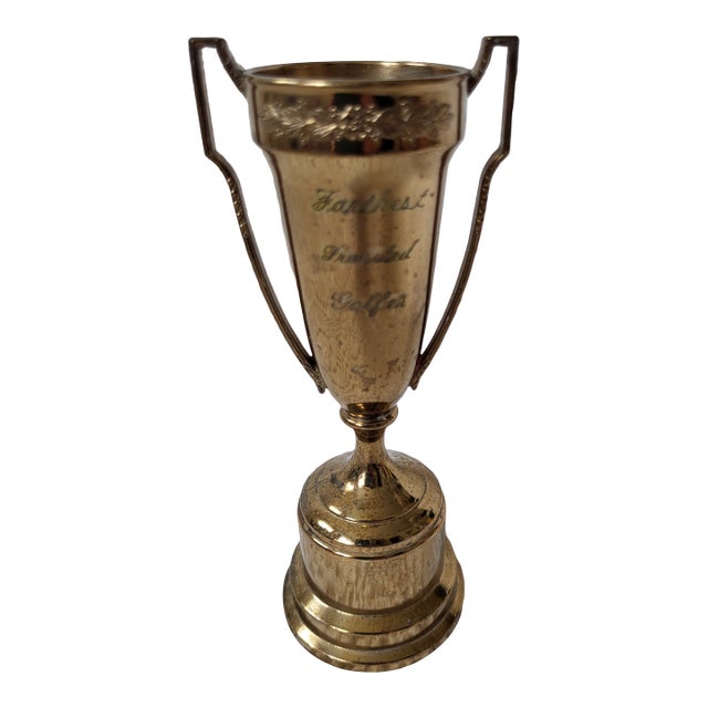 Mid Century Brass 'Farthest Travelled Golfer' Trophy For Sale