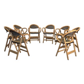 Bamboo Folding Chairs, 1990s, Set of 8 For Sale