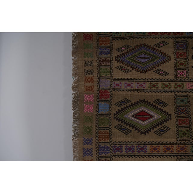 Textile 1960s Turkish Wool Jajim Kilim Rug 5'7'' X 7'7' For Sale - Image 7 of 11