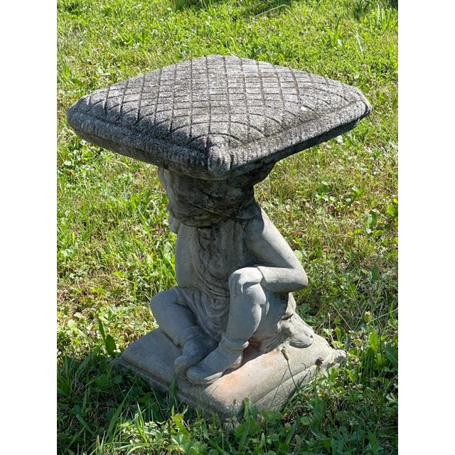 Cast Cement Side Table With Putti Base For Sale - Image 4 of 10