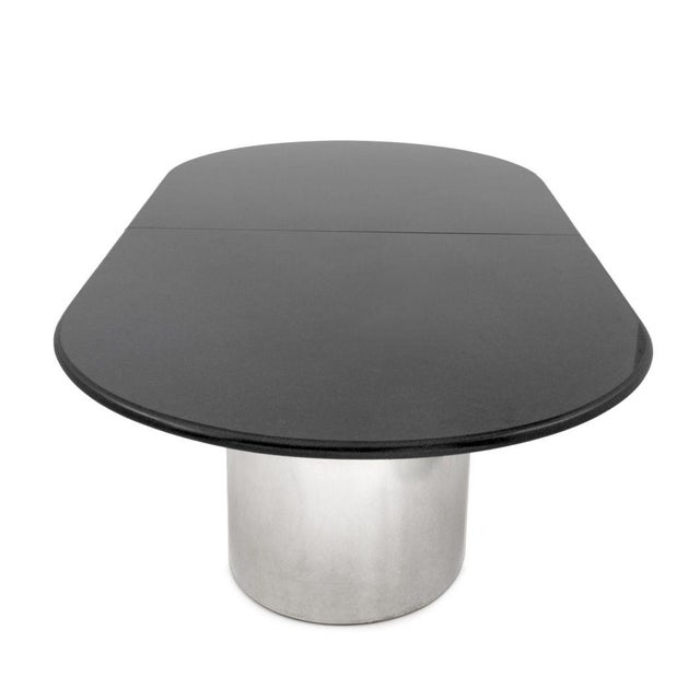 Metal Marble Top Chrome Twin Pedestal Dining Table For Sale - Image 7 of 8