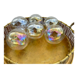 Hand Blown Silvestri Iridescent Glass Ornaments- Set of 6