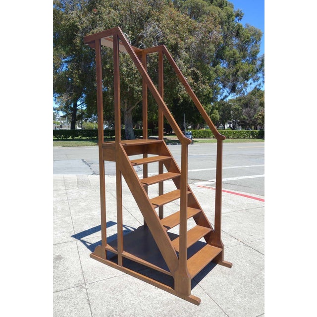 American Oak Library Ladder For Sale - Image 3 of 7