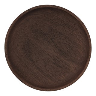 Round Walnut Wood Bowl, 1960s For Sale