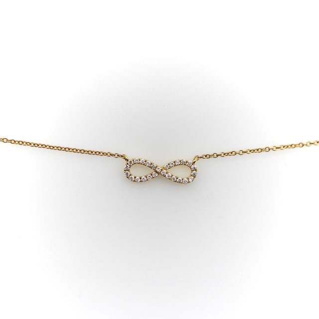 2000 - 2009 18k Gold and Diamond Infinity Necklace For Sale - Image 5 of 8