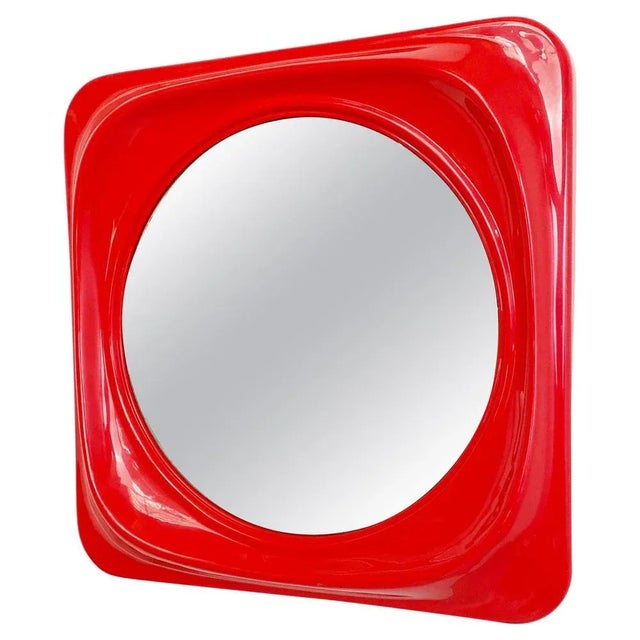 Mid-Century Modern Italian Red Plastic Mirror, 1980s For Sale - Image 9 of 9