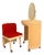 Silvi Dressing Table and Chair in Beige Plastic and Coral Red Upholstery from Fain Kastilia, 1970s, Set of 2 For Sale