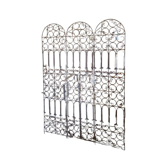 Metal 3-Leaf Wrought Iron Screen, 1890s For Sale - Image 7 of 7