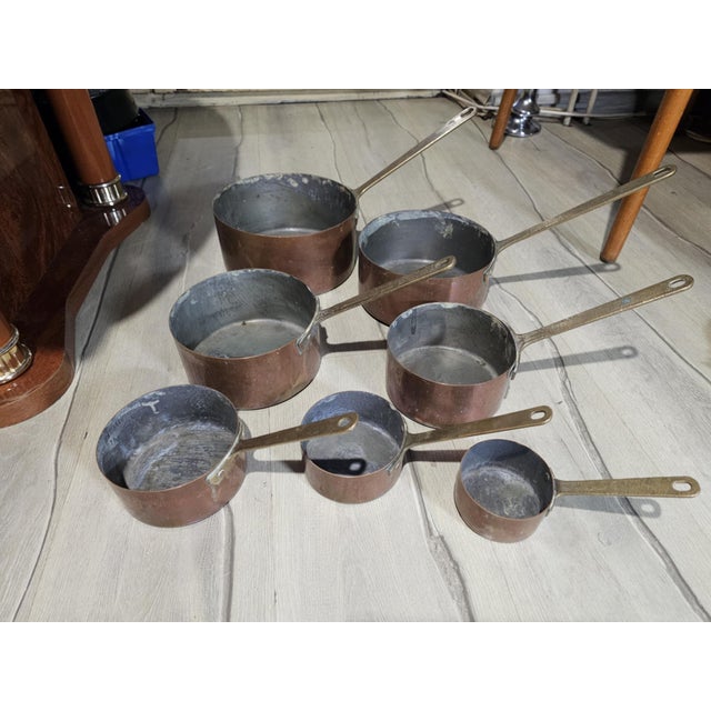 Copper frying pans, price for 7 pieces, Dimensions: Maximum height up to the handle: 20.5 cm. Height of the pan itself:...