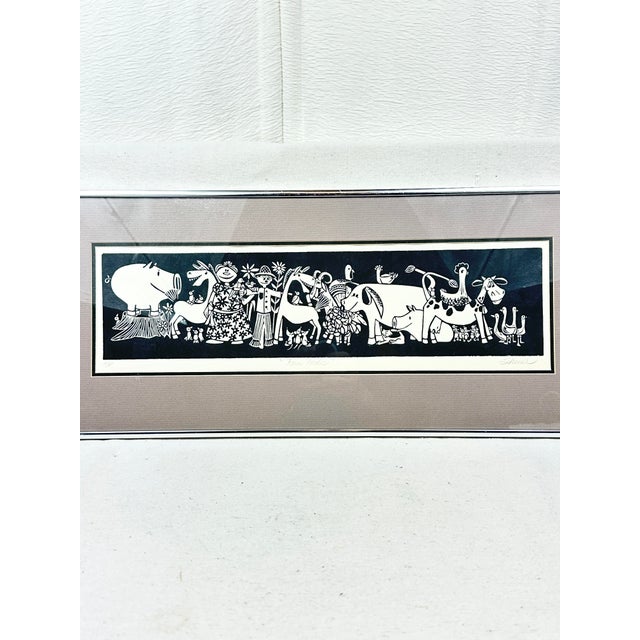 Vintage Framed Nursery Art Woodcut Print “Farm Frolic” For Sale In New Orleans - Image 6 of 12
