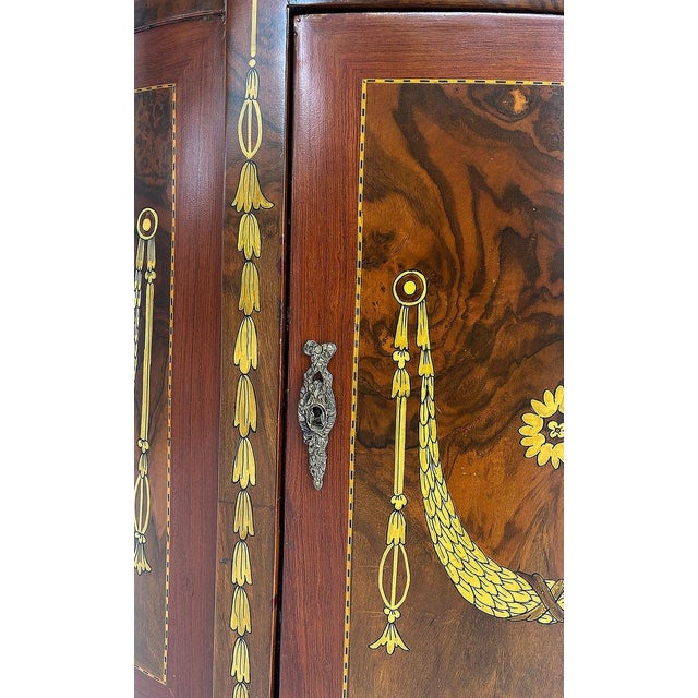 Late 20th Century Demi-Lune Console Cabinet With Inlays and Embellished With Painted Decorations For Sale - Image 10 of 15