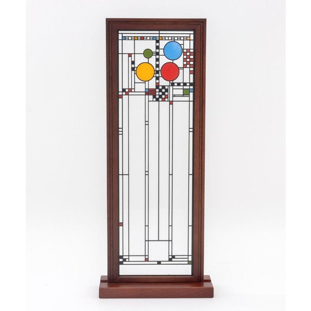 After Frank Lloyd Wright (American, 1867-1959) Glass Panel, after the original 1912 Avery Coonley Playhouse design, on a...