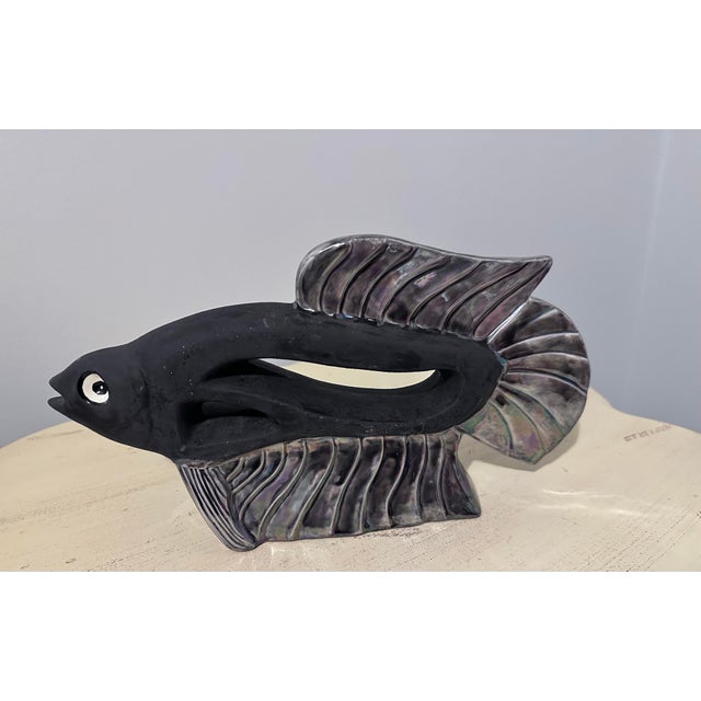 Mid-Century Ceramic Abstract Fish Sculpture For Sale - Image 4 of 9