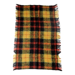 Vintage Scottish Wool Plaid Throw Blanket For Sale