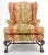 Green Large Fancy Floral Pattern Uphlstry Fine Carved Ball & Claw Feet Wing Chair MINT For Sale - Image 8 of 13