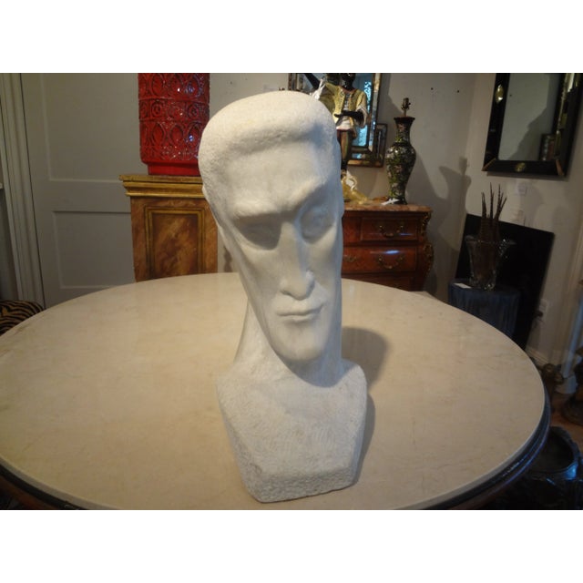 1950s Mid-Century Modern Carrara Marble Bust For Sale - Image 5 of 12