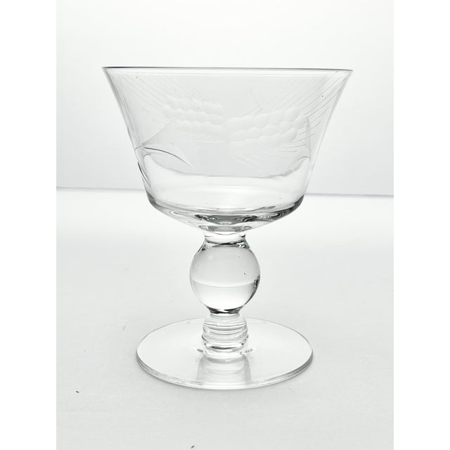 Transparent 1950s Vintage Mid-Century Etched Wheat 8-Piece Cocktail Martini Liquor Pitcher Glasses Set For Sale - Image 8 of 8
