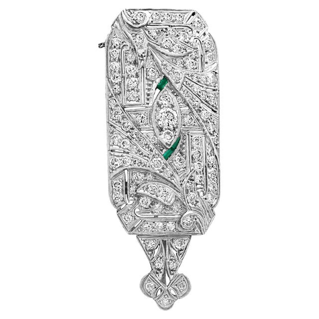 Estate Art Deco 5 Ct Diamond Platinum 10 Gm Pin / Broach /Pendant VS Quality For Sale - Image 15 of 18