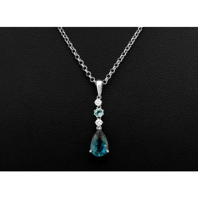 Contemporary 14k Topaz Diamond Pendant on Silver Necklace For Sale - Image 3 of 9