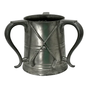 Antique 1902 Classic 3 Handle Style Pewter Worcester Massachusetts Golf Club Qualifying Cup Trophy