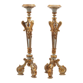 Pair French Regence Louis XIV / XV Style Giltwood Pedestals / Plant Stands For Sale